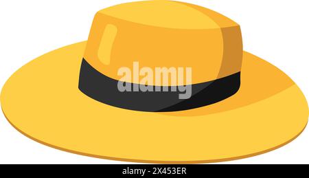Flat cartoon yellow summer hat icon Stock Vector