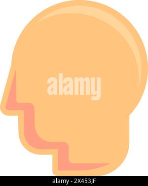 Bald man head profiles icon. Consequences of chemotherapy, medical stroked cartoon element for modern and retro design. Simple color vector pictogram Stock Vector