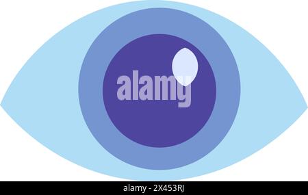 Healthy eye icon. Examination of pupil and iris, medical stroked cartoon element for modern and retro design. Simple color vector pictogram isolated o Stock Vector