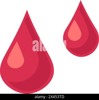 Drops of red blood icon. Intravenous fluid, medical stroked cartoon element for modern and retro design. Simple color vector pictogram isolated on whi Stock Vector