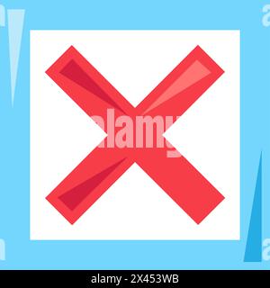 Crossed out cell of questionnaire icon. Negative test result, medical stroked cartoon element for modern and retro design. Simple color vector pictogr Stock Vector
