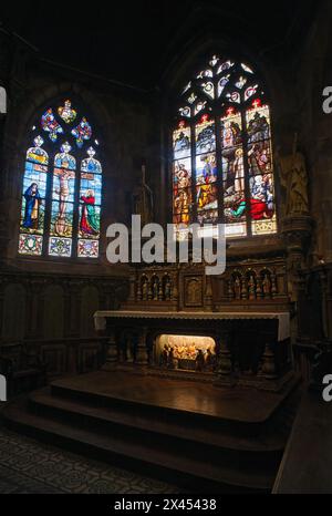 Le Faou, France - Apr 6, 2024: Eglise Notre Dame De Rumengol. Cloudy spring day. Selective focus Stock Photo