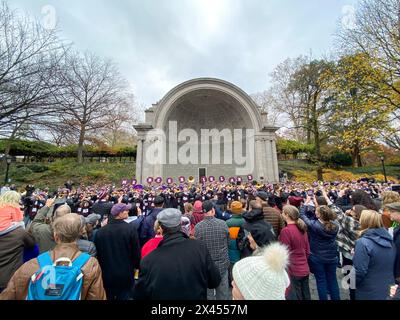 A school band plays in Central Park in New York City, on November 22 2023 Stock Photo