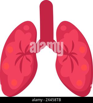 Lungs of healthy person icon. Respiratory system organs, medical stroked cartoon element for modern and retro design. Simple color vector pictogram is Stock Vector