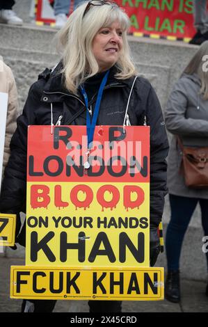 On April 27th as part of the campaign for Mayor of London people campaign against ULEZ in Trafalgar Square Stock Photo