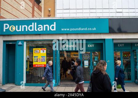 Uxbridge, UK. 27th April, 2024. A Poundland store in Uxbridge in the London Borough of Hillingdon. Credit: Maureen McLean/Alamy Stock Photo