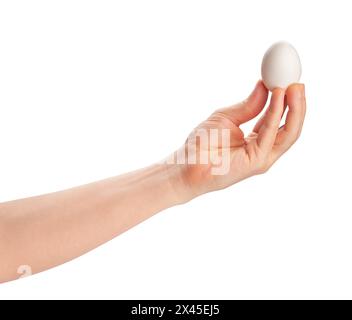egg in hand path isolated on white Stock Photo