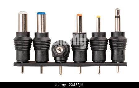 power adaptor plug set path isolated on white Stock Photo