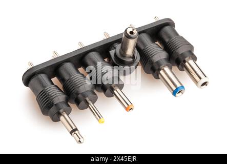 power adaptor plug set path isolated on white Stock Photo