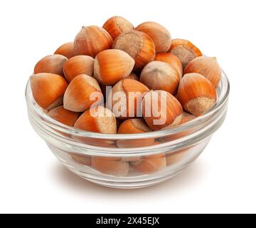hazelnuts bowl path isolated on white Stock Photo