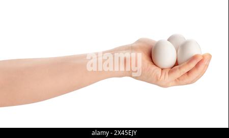 egg in hand path isolated on white Stock Photo