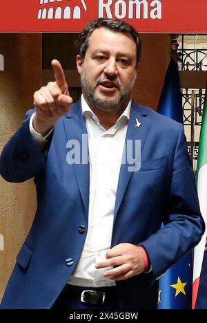 Rome, Italy. 30th Apr, 2024. Rome, Presentation of Matteo Salvini's book 'Controvento' Pictured: Matteo Salvini Credit: Independent Photo Agency/Alamy Live News Stock Photo