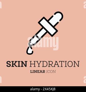 Pipette icon linear. Vector illustration. Personal care product. Skin hydration. Stock Vector