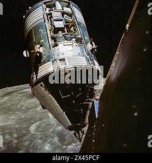 Apollo 17 Command/Service modules photographed from lunar module in orbit 1972 Stock Photo