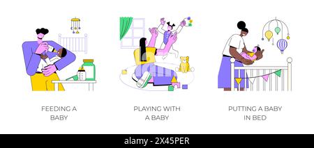 Young parents routine isolated cartoon vector illustrations. Stock Vector
