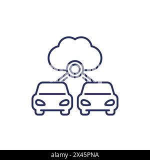 cloud technologies for cars line icon Stock Vector