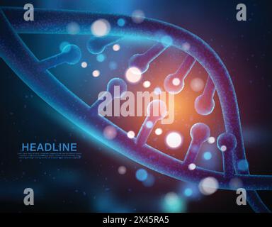 Abstract fututristic dna helix structure. Genetics biology science background. Future dna technology Stock Vector