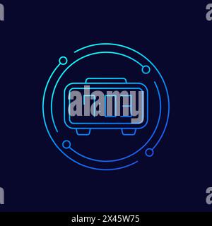 digital clock icon, linear design Stock Vector