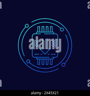 firmware update icon with chipset, linear design Stock Vector