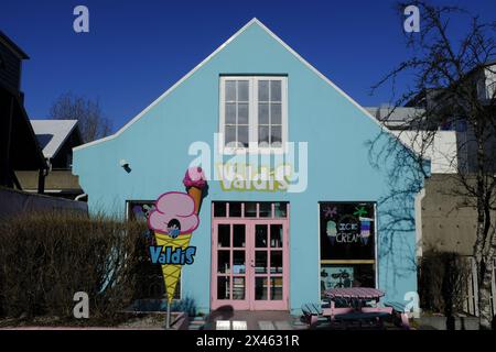 famous Valdis icecrean shop in Reykjavik, Iceland Stock Photo