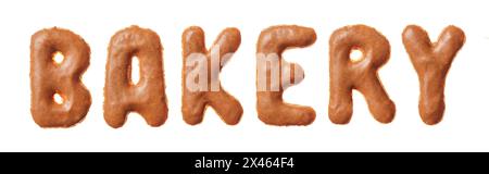 Word bakery made of real cookies, isolated on white Stock Photo