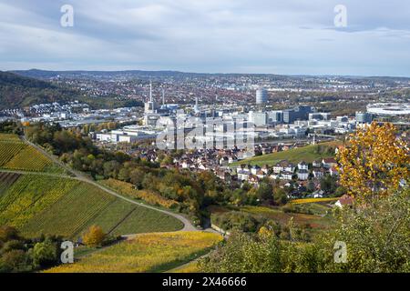 View Of Daimler Plant Untertürkheim, In The Foreground Untertürkheim, Stuttgart, Baden-Württemberg, Germany, Europe Stock Photo