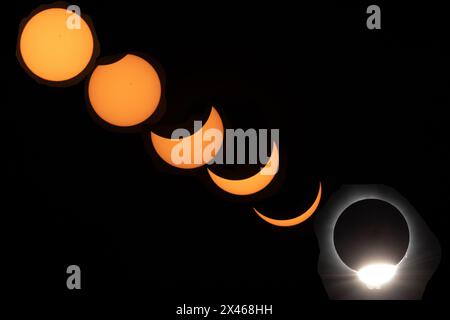 Total solar eclpise phases in 2024 Stock Photo
