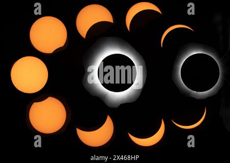 Total solar eclpise phases in 2024 Stock Photo