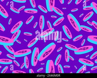 3d coins with bitcoin symbol seamless pattern. Cryptocurrency coin in isometric style. Crypto trading. Design for wallpaper, banners and wrapping pape Stock Vector