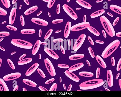 3d coins with bitcoin symbol seamless pattern. Cryptocurrency coin in isometric style. Crypto trading. Design for wallpaper, banners and wrapping pape Stock Vector