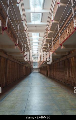 Alcatraz Prison Cell Block Corridor, San Francisco, USA Stock Photo