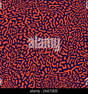 Line seamless pattern. Repeating brain patterns. Turing shape background. Repeated system lines. Organic texture. Crazy wave. Irregular diffusion Stock Vector