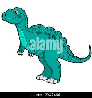 Cute dinosaur clipart, reptile monster illustration isolated on a white background Stock Vector