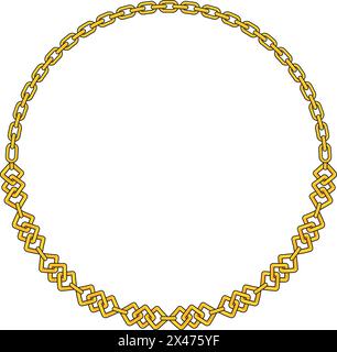 Round Chain frame. Circle chains border. Boho bracelet Stock Vector