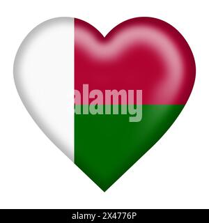 Madagascar flag heart button with clipping path Stock Photo