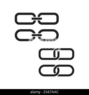 Vector set of chain links. Interlocking and separate chain segments. Connection and detachment concept. Stock Vector