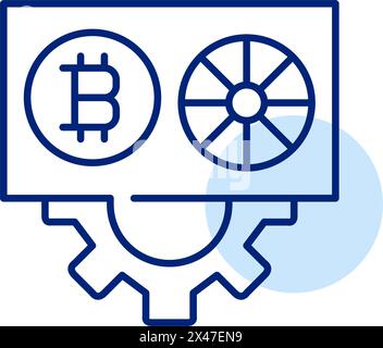 Cryptocurrency mining rig. Essential hardware. Pixel perfect, editable stroke icon Stock Vector