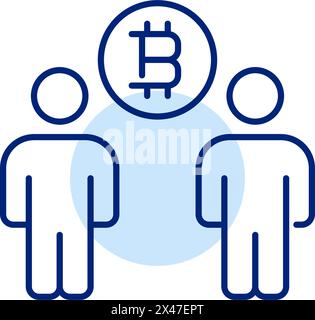 Bitcoin and users. P2p cryptocurrency exchange. Trading and investment. Pixel perfect, editable stroke icon Stock Vector