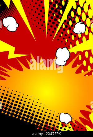 Mostly red cartoon backdrop, comic book background. Retro vector comics ...