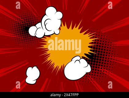 Mostly red cartoon backdrop, comic book background. Retro vector comics ...