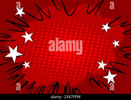 Mostly red cartoon backdrop, comic book background. Retro vector comics ...