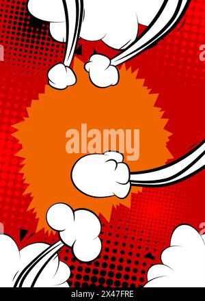 Mostly red cartoon backdrop, comic book background. Retro vector comics ...