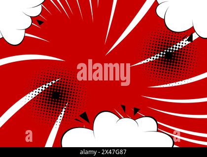 Mostly red cartoon backdrop, comic book background. Retro vector comics ...