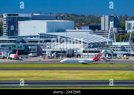 Sydney (Kingsford Smith) Airport in Sydney, Australia. Pictured: the Domestic Terminal on the eastern side of Sydney Airport. Stock Photo