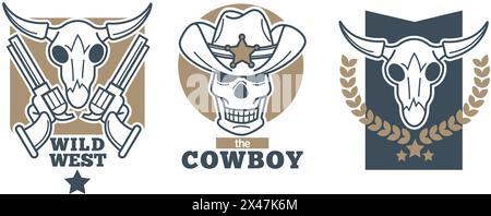 Cowboy Themed Logo Collection vector Stock Vector
