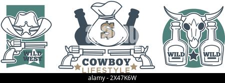 Cowboy Themed Logo Collection vector Stock Vector