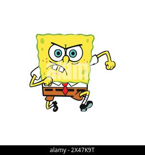 Spongebob squarepants character angry expression vector illustration Stock Vector