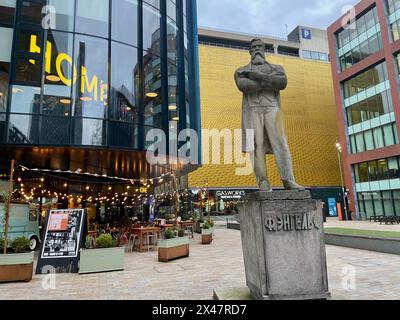 a statue of former manchester resident friedrich engels in tony wilson place manchester england uk Stock Photo