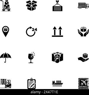 Logistics icon - Expand to any size - Change to any colour. Perfect Flat Vector Contains such Icons as ship, truck, box, delivery, shipment, forklift, Stock Vector