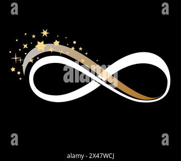 Limitless symbol icon. Vector graphic pattern on a black background Stock Vector